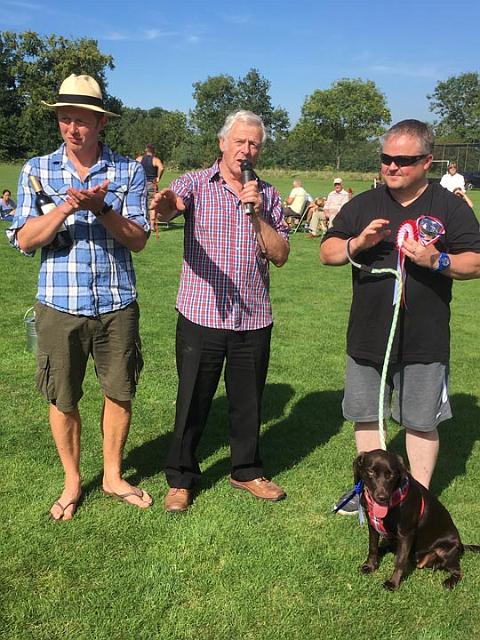 3. Dog of the day Noodle with owner Neil, judge Tom Edgar and Richard Preston.jpg
